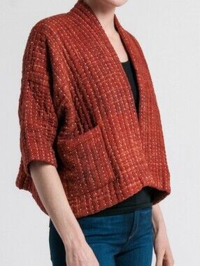 Cotton Kantha Bonita Jacket -Rust